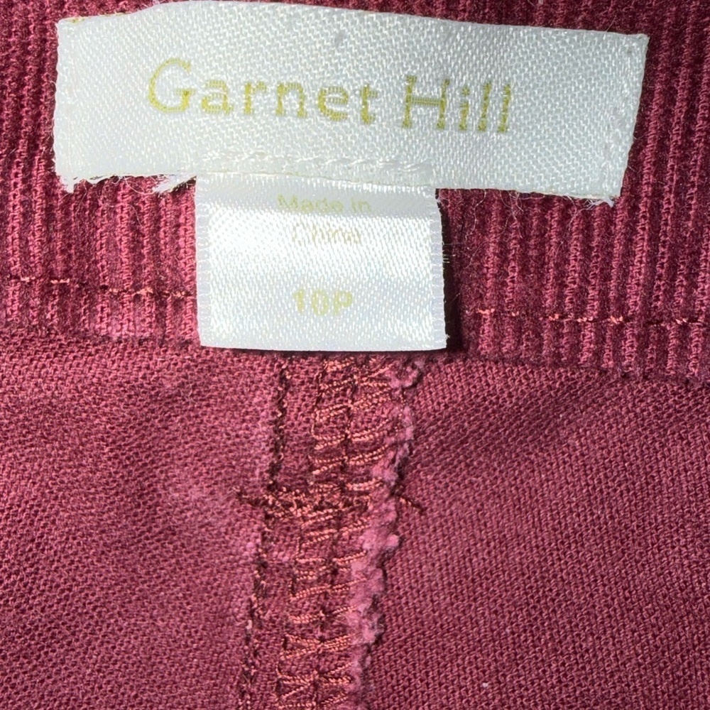 Garnet Hill Maroon Burgundy Corduroy Pants Organic Cotton 10 Petite - Picture 12 of 14